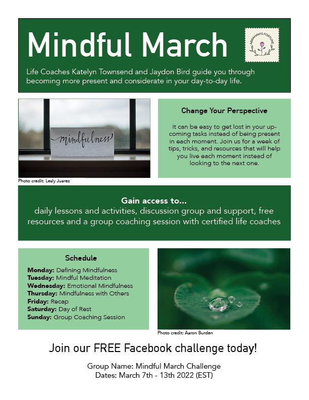 Mindful March Challenge Poster